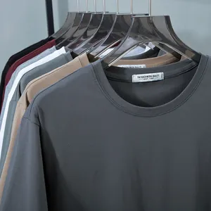 Summer plus size men's solid color short sleeve T-shirts in multiple colors on hangers