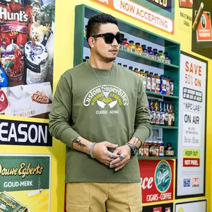 Herren Vintage Buchstaben-Druck Langarm T-Shirt Casual Lockere Passform Übergröße Baumwolle Grafik Tee Rundhals Top Für Herbst