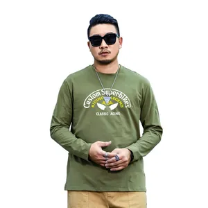 Herren langärmliges T-Shirt in Olivgrün mit Custom Superbikes Grafikdruck und Motiv