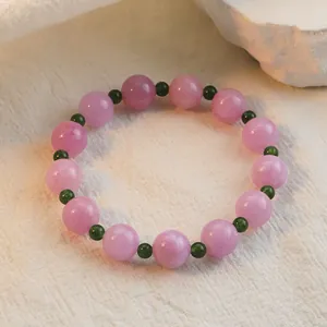 GLSEEVO Original Kunzite Grüne Kristall Perlen Armband Kleines Design Mode Handgefertigt Naturstein Armreif Schmuck Damen