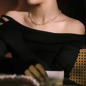 Natural freshwater pearl and prehnite choker necklace for women's elegant accessory