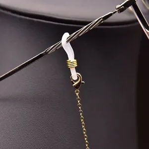 Elegant gold eyeglass chain with secure silicone loop and lobster clasp for sunglasses