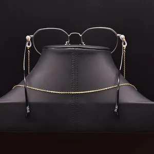 Simple gold-plated eyeglass chain with anti-drop rubber connectors