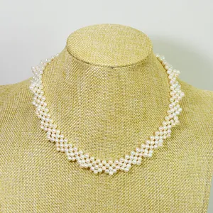 Handmade Natural Freshwater Pearl Multi-layer Woven Necklace 14K Gold Filled Choker Vintage Women Jewelry Gift