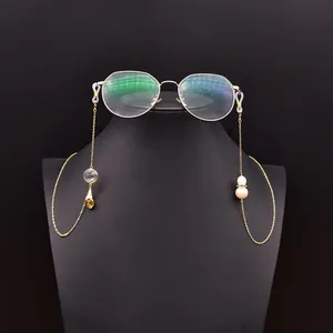 Süßwasserperle Brillenkette Für Damen Legierung Metall Sonnenbrillenband Maskenhalter Halskordel Modische Brillen Accessoires