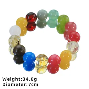 Pulsera de cristal de piedra natural de colores con peso de 34,8g y diámetro de 7cm