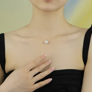 Franse stijl minimalistische onzichtbare vislijn parelketting voor dames elegante choker