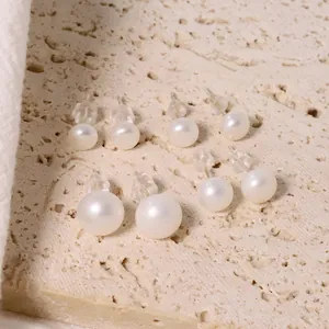 Orecchini a perno con perle d'acqua dolce tonde in varie dimensioni, argento 925