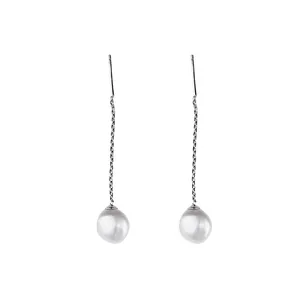 Eleganti orecchini pendenti lunghi in argento S925 con perle naturali d'acqua dolce