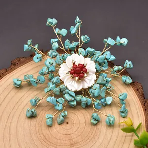 Handgefertigte Retro Ethno Schneeflocke Brosche Für Damen Legierung Künstliche Perle Seebambus Eingelegte Elegante Florale Brustnadel Schmuck Geschenk