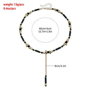 Detaillierte böhmische Y-Kette mit Perlen, Maße: 40 cm + 5 cm Länge, Gewicht 13 g