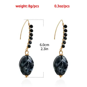 Minimalist retro black white marble acrylic beaded earrings size weight details