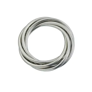 Detailed view of a silver multi-layer elastic snake bone chain bracelet with metallic texture