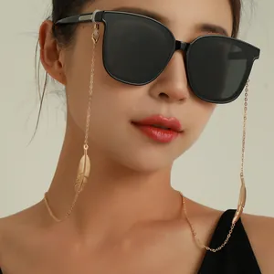 Chaîne de Lunettes en Alliage Métallique Minimaliste Plume Anti-Glissement Cordon de Lunettes pour Femme Mode Collier Lunettes Cadeau