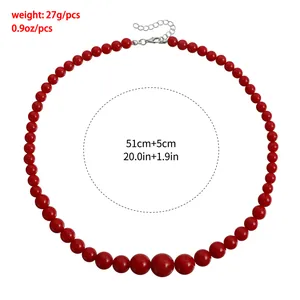 Detailed size and weight specifications for this trendy red beaded fashion necklace
