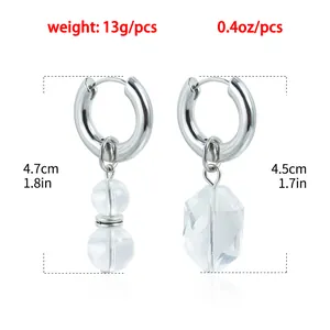 Detailed view of vintage crystal drop earrings with size and weight measurements