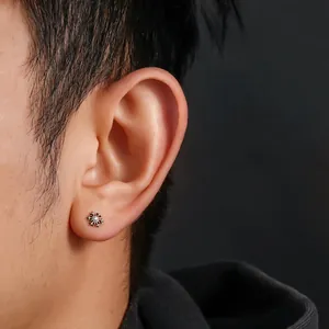 F136 Titanium Alloy Snowflake Stud Earring For Men Women Zirconia Inlaid Body Piercing Jewelry Lip Nose Stud Accessory