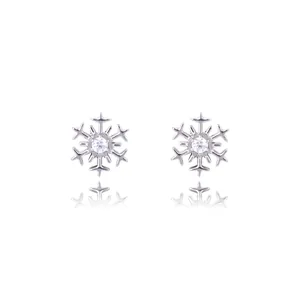 Surgical grade F136 titanium snowflake stud earrings with clear zircon stones