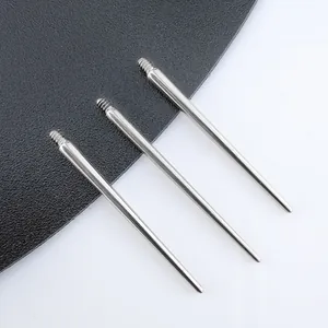 Set of three implant-grade stainless steel piercing guide needles with external threads