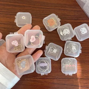 Portable Mini Transparent Jewelry Storage Box Plastic Square Small Organizer For Earrings Rings Necklaces Travel Carry Case