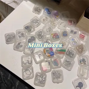 Transparent mini plastic storage boxes for organizing earrings and small jewelry