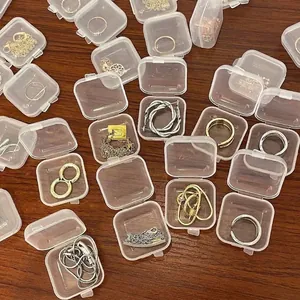 Portable transparent mini plastic jewelry storage boxes for earrings, rings and necklaces