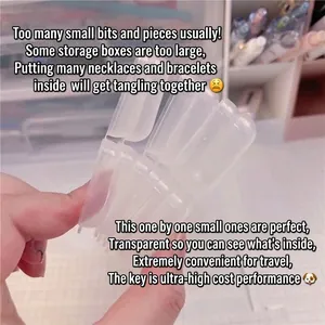 Clear mini portable jewelry storage container with individual compartments for earrings