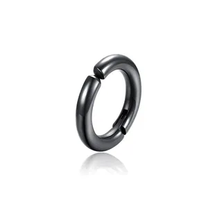 Minimalist black titanium steel non-piercing hoop ear clip for men and women jewelry