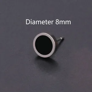 Minimalistischer 8mm Titanstahl-Ohrstecker mit schwarzer Einlage für Damen und Herren