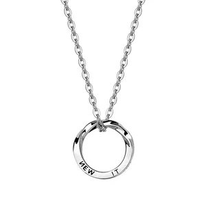 Collier pendentif anneau de Mobius minimaliste pour hommes avec texte NEW IT gravé