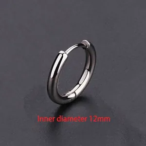 Schlichter silberner Creolen-Ohrring aus Titanstahl mit 12 mm Innendurchmesser für Unisex.