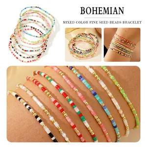 Bracelet Bohème en Perles de Cuivre et Verre Coloré Fait à la Main Bijoux Ethniques pour Hommes Femmes
