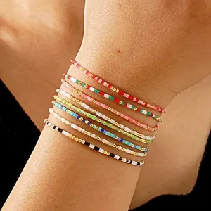Bracelets bohèmes faits main en perles de rocaille 2mm avec des perles en cuivre