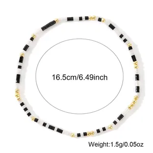 Bracelet bohème de 2 mm en perles de rocaille avec accents dorés, longueur de 16,5 cm