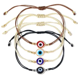 Handmade evil eye woven string bracelets set with adjustable colorful cords for men and women