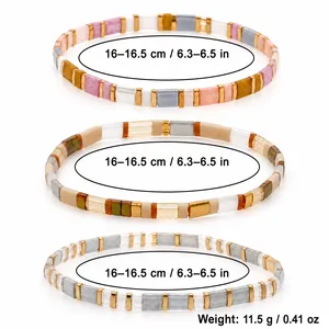 Juego de pulseras de cuentas Tila de colores, longitud 16-16,5 cm y peso 11,5 g