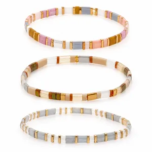 Conjunto de pulseras de cuentas Tila de colores hechas a mano para estilo boho de verano