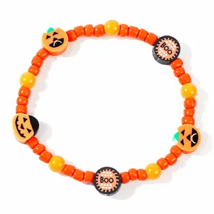 Bracciale di perline di Halloween con ciondoli zucca e BOO per regali di festa bambini