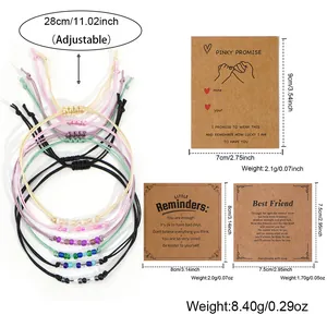 Set di braccialetti intrecciati a mano con perline e biglietti d'amicizia regalo