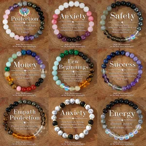Handgemaakte Glas Halfedelsteen Kraal Armband Voor Mannen Vrouwen Boheemse Genezing Amethist Tijgeroog Bescherming Sieraden