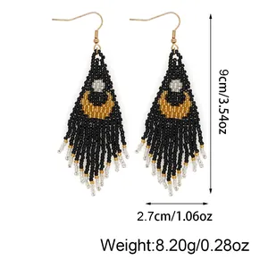 Ethnic boho σκουλαρίκια με χάντρες και σχέδιο μισοφέγγαρο για γυναίκες δώρο.