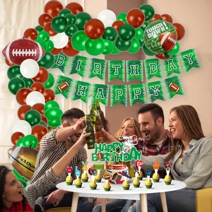 Decoración de Fiesta Super Bowl Fútbol Americano Globos de Látex y Aluminio Pancarta Cake Toppers Artículos para Fiestas