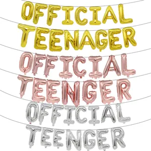 Official Teenager Aluminum Foil Letter Balloon Collection 16 Inch Birthday Party Decorations For Almost A Teenager Double Digits
