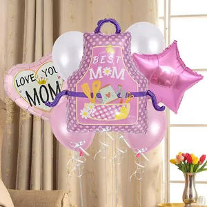 Charming Mother's Day balloon bouquet set with heart and apron shapes for party
