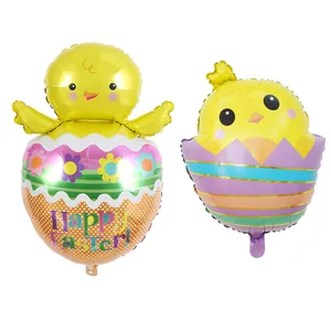 Happy Easter kuiken en ei aluminiumfolie ballonnen voor feestelijke paasdecoratie