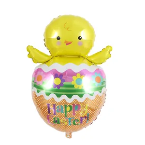 Schattige Happy Easter kuiken-ei folieballon voor decoratie van het voorjaarsfeest
