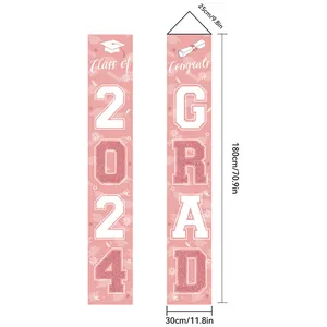 Banners de Graduación Rosa 2024 para Porche Decoración de Puerta Felicidades GRAD