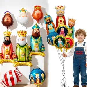 Set de Globos de Papel de Aluminio del Día de los Reyes Magos Melchor Gaspar Baltasar Globos de Reyes Formas de Caramelos y Donas para Decoración de Fiesta de Epifanía