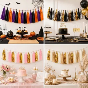 Colorful DIY paper tassel garland for festive party and holiday home decoration