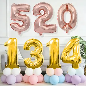 Large 32-inch gold and rose gold foil number balloons for wedding or birthday party decor